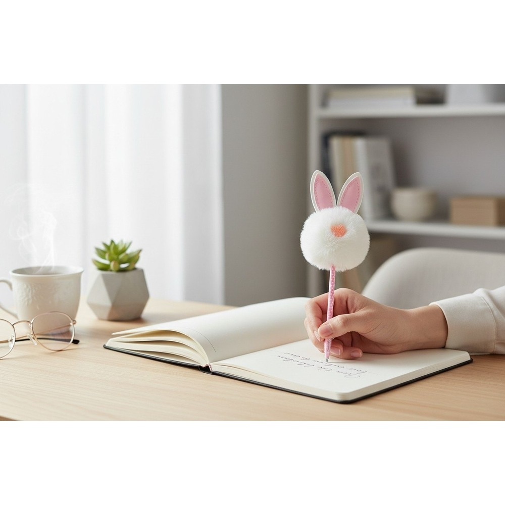 Creatology‎ Pompom Pen Kids OS White Pink Brand New Easter Bunny Polka Dot